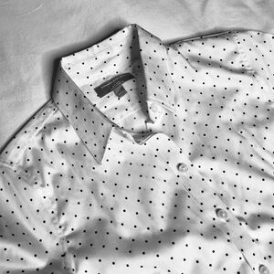 Banana Republic Women's White Polka Dot Button Down Shirt